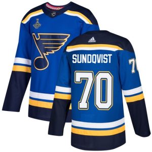St. Louis Blues Trikot #70 Oskar Sundqvist Blau Heim 2019 Stanley Cup